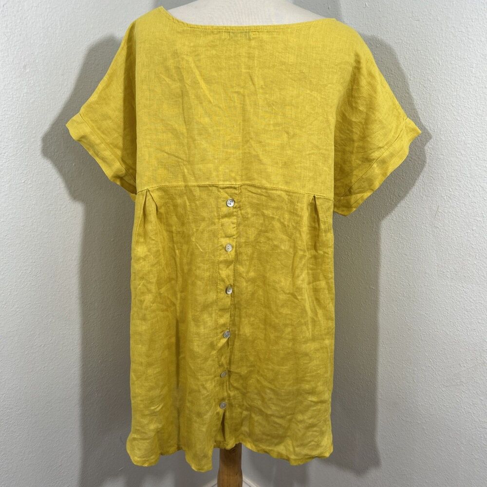 Terzo Millennio Blouse Womens Medium Mustrad Hi Lo Back Button Langenlook Summer - Picture 3 of 7